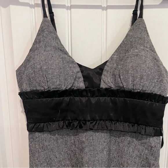 y2k wet seal gray and black baby doll v neck dress medium - Picture 4 of 9
